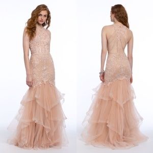Camille La Vie All Over Embroidered Mermaid Prom Dress Blush Pink